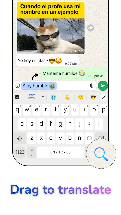 Dragging the bubble to translate a chat